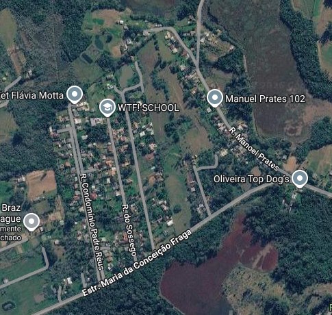Vista aérea do Condomínio Santa Rita, em Nova Santa Rita, com a Rua Manoel Prates, a Rua Condomínio Padre Reus, a Rua do Sossego e a Estrada Maria da Conceição Fraga